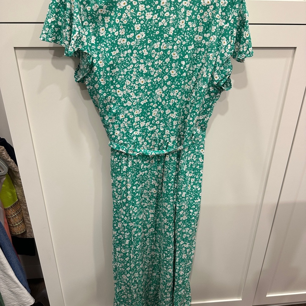 Chic Green Floral Wrap Dress size XL - Picture 5 of 5